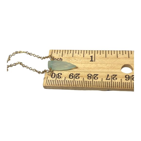 Luna Norte Choker Necklace 17" Gold Plated Blue Chalcedony Pendant Dainty Y2K - Picture 16 of 16